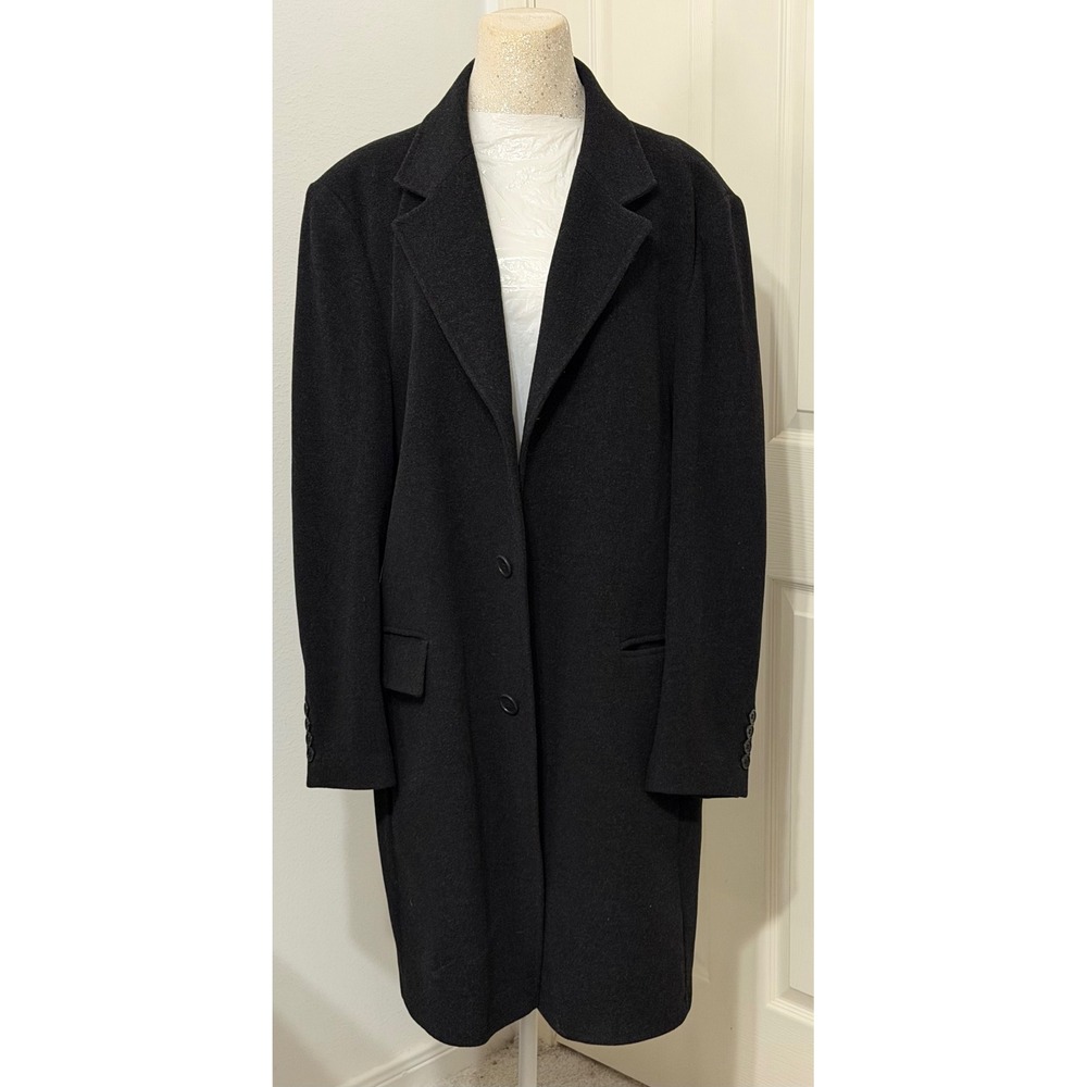 Zara Man sz XXL Wool Cashmere Blend Overcoat Black Charcoal Long Jacket Coat